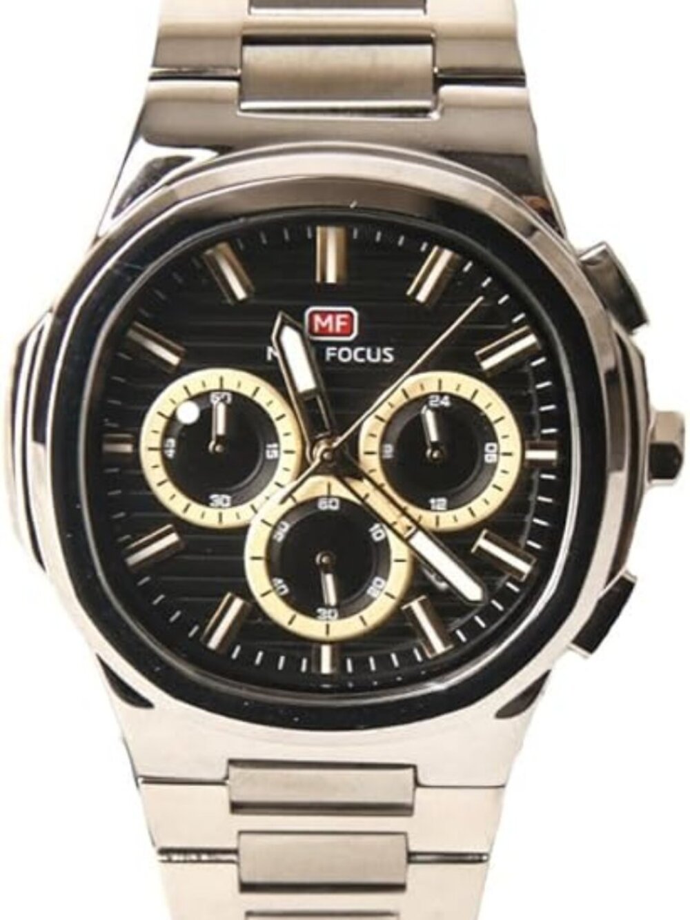 Men's Light Blue Stainless Steel Band Chronograph Waterproof Luminous Watch
